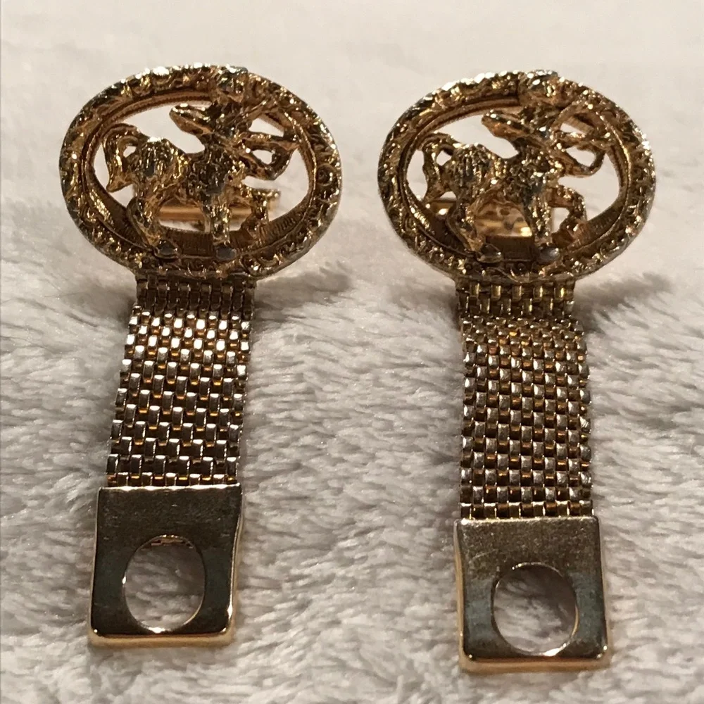 Vintage Sagittarius Men's Gold-toned Zodiac Sign Cufflinks
